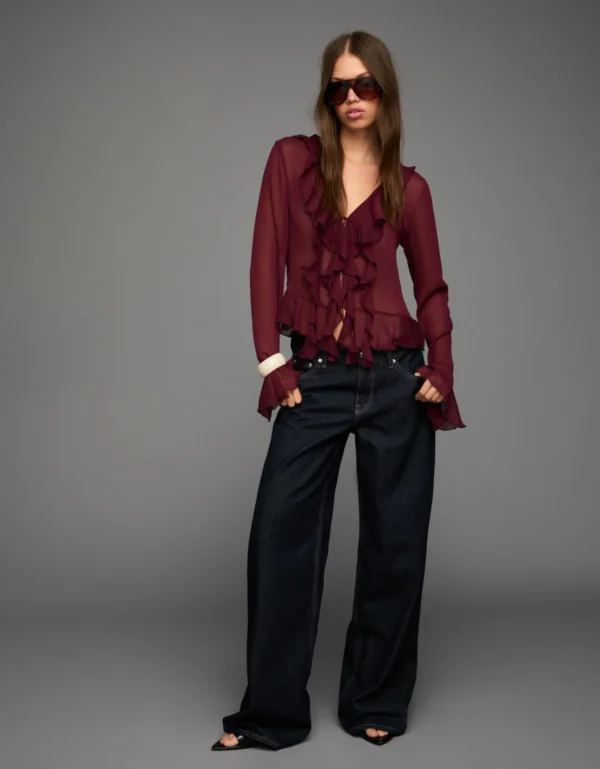 Long sleeve shirt with ruffles